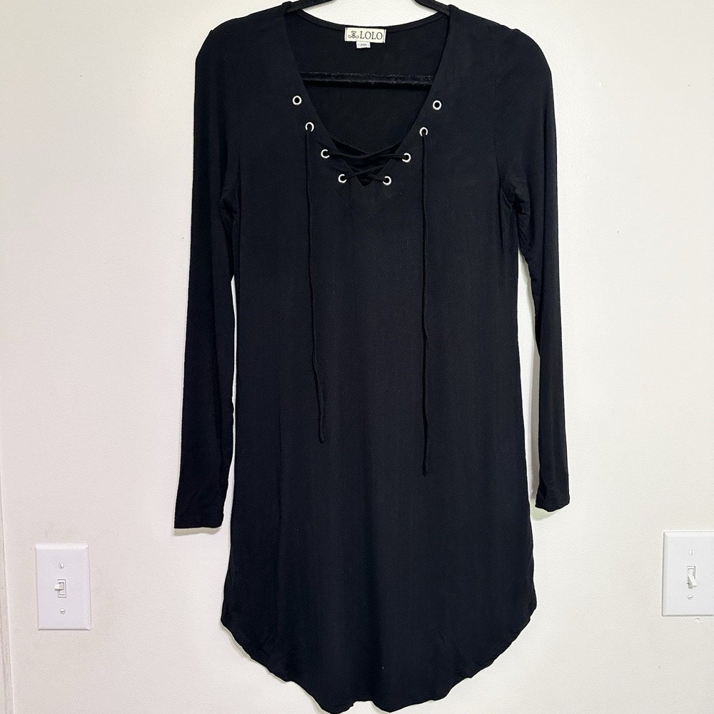LOLO Black‎ Witchy Gothic Lace Up Bodycon Dress Grunge No Size See Measurements